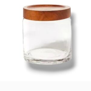 Small glass cannister W/ Wooden Lid